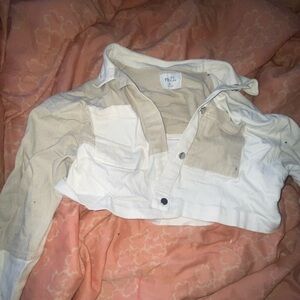 RUE 21 COLORBLOCK CROPPED JEAN JACKET